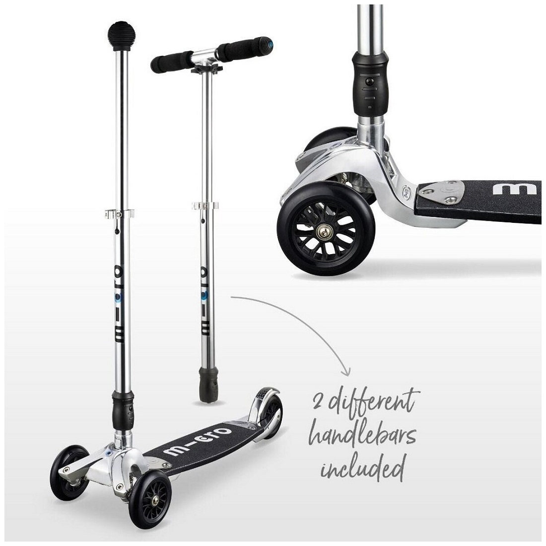 MICRO Кикборд Original 2.0 Alu с ручкой 2 в 1 (PA) (KB0024)