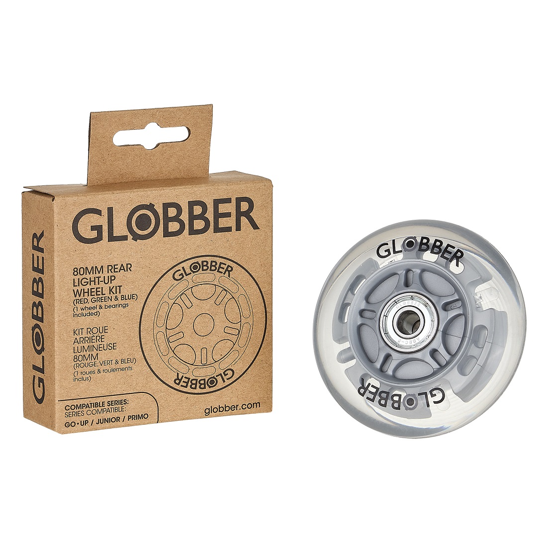 GLOBBER Колесо светящееся (1шт. 80 mm) для самоката PRIMO / EVO BROWN BOX прозрачный (538-005) GLOBBER Колесо светящееся (1шт. 80 mm) для самоката PRIMO / EVO BROWN BOX прозрачный (538-005)