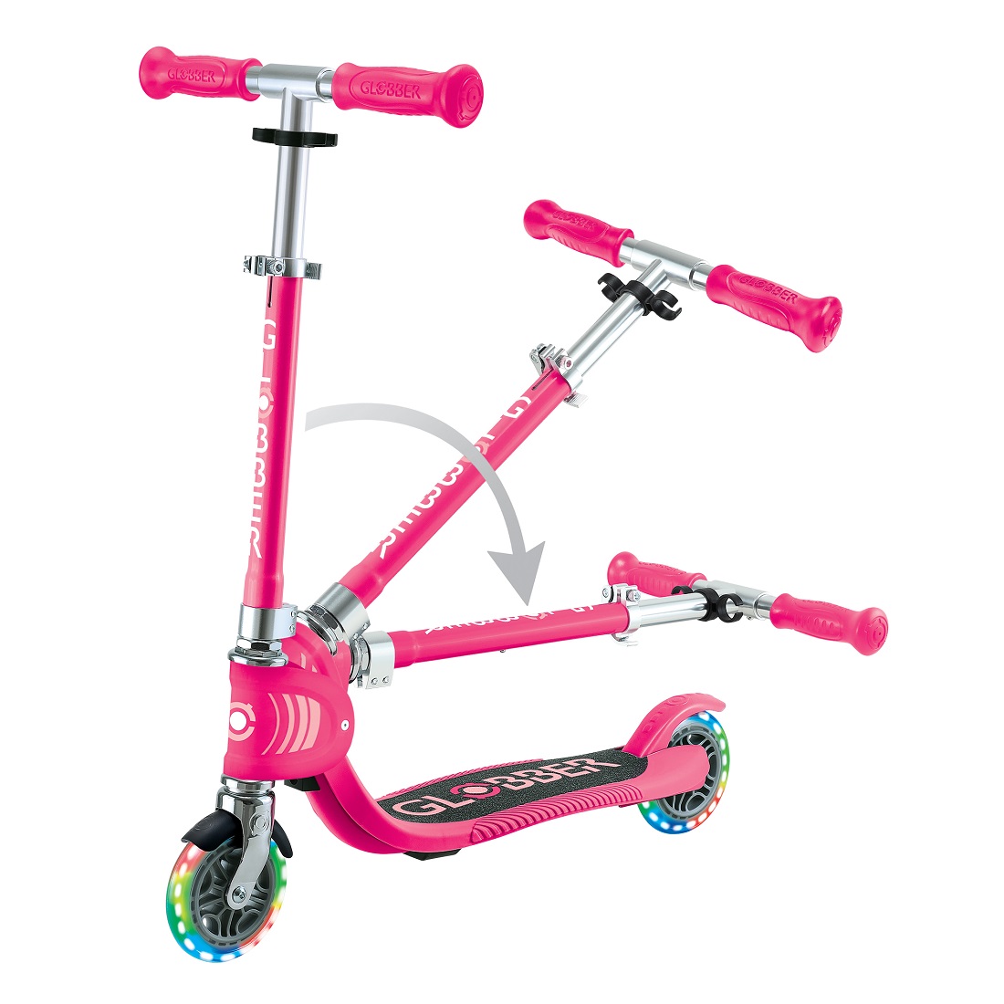 GLOBBER FLOW FOLDABLE JUNIOR LIGHTS розовый (870-110) GLOBBER FLOW FOLDABLE JUNIOR LIGHTS розовый (870-110)