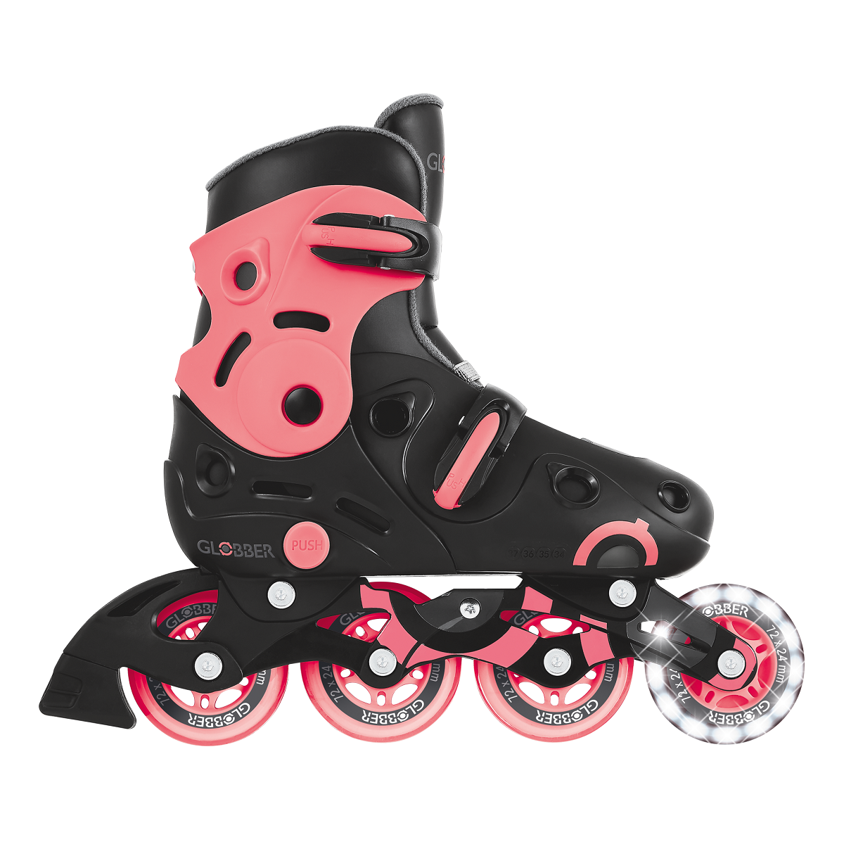 GLOBBER Ролики GO SKATES черно-розовый 34-37 (785-110)
