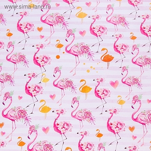 Бумага упаковочная глянцевая " Розовый фламинго "