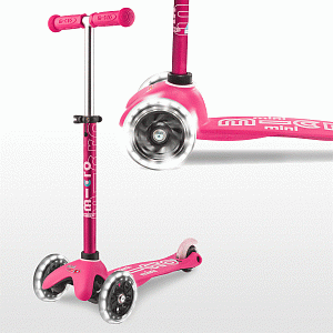 Самокат трехколесный Mini Micro Deluxe pink LED (Мини Микро Делюкс розовый, светящиеся колеса) (MMD075)